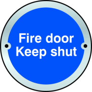 ASEC `Fire door Keep shut` Disc Sign 75mm