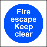 ASEC `Fire Escape Keep Clear` Sign 100mm x 100mm