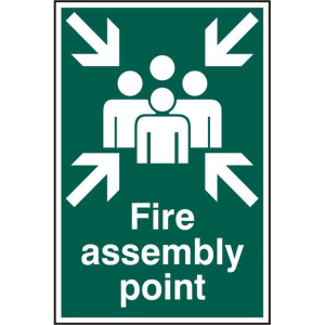 ASEC `Fire Assembly Point 200mm x 300mm PVC Self Adhesive Sign