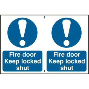 ASEC `Fire Door Keep Locked Shut` 200mm x 300mm PVC Self Adhesive Sign
