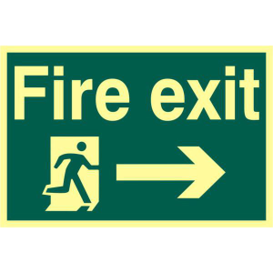 ASEC `Fire Exit` 200mm x 300mm PVC Self Adhesive Photo luminescent Sign