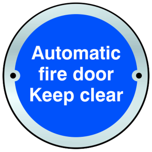ASEC Sign `Automatic Fire Door Keep Clear` 75mm