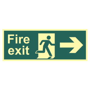 ASEC Photoluminescent Fire Exit Arrow Direction Sign 400mm x 150mm